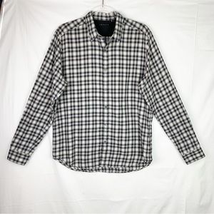 Theory Men’s Button Front Shirt Plaid Cotton L/S size L